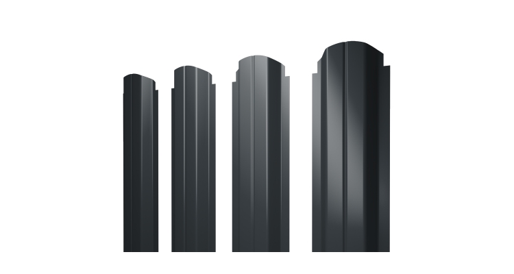Штакетник П-образный А фигурный 0,45 Drap TX RAL 7016 антрацитово-серый