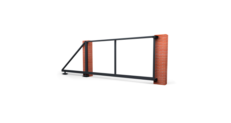 Ворота откатные Жалюзи Texas 2,0х4,5 RAL 7024 без заполнения (ламель 150 мм) крепление к столбу