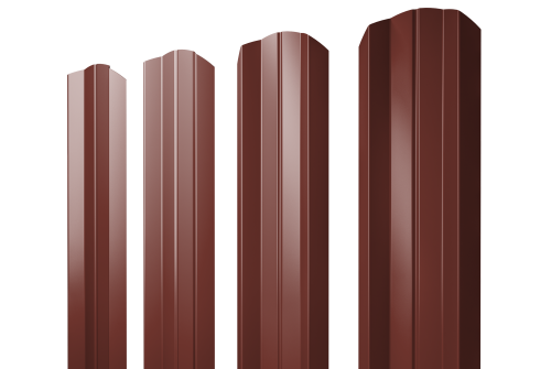 Штакетник М-образный А фигурный 0,5 Satin RAL 3009 оксидно-красный